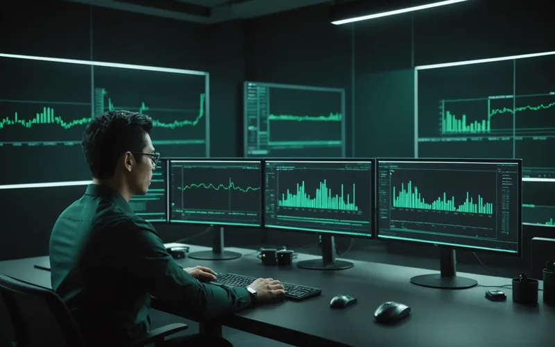 Research analyst reviewing cross-chain liquidity depth curves on multiple monitors
